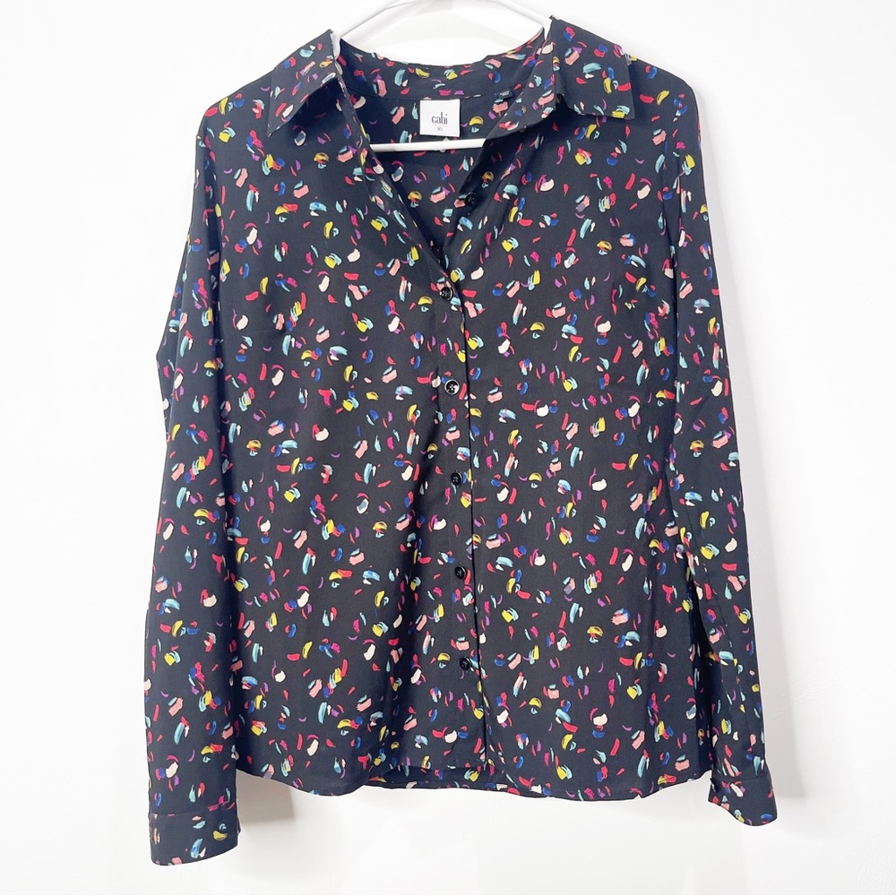 Cabi Abstract Print Button Down Blouse Size Extra… - image 2